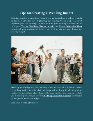 tips for creating a wedding budget