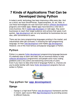 7 kinds of applications that can be developed