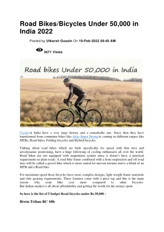 Road Bikes or Bicycles Under 50,000 in India 2022
