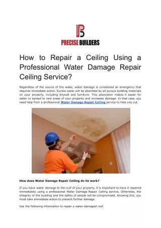 How to Repair a Ceiling Using a Professional Water Damage Repair Ceiling Service