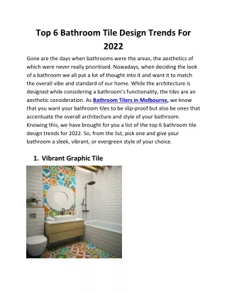 Top 6 Bathroom Tile Design Trends For 2022