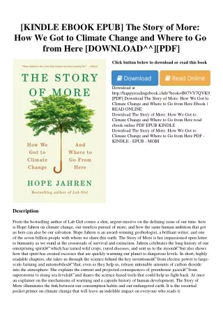 [KINDLE EBOOK EPUB] The Story of More How We Got to Climate Change and Where to