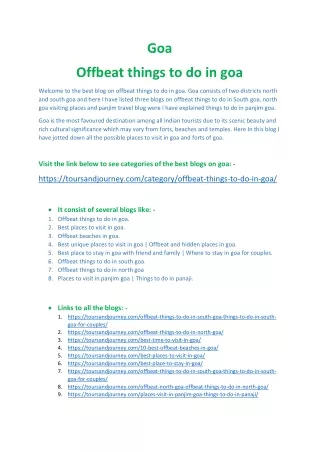 Offbeat things to do in goa