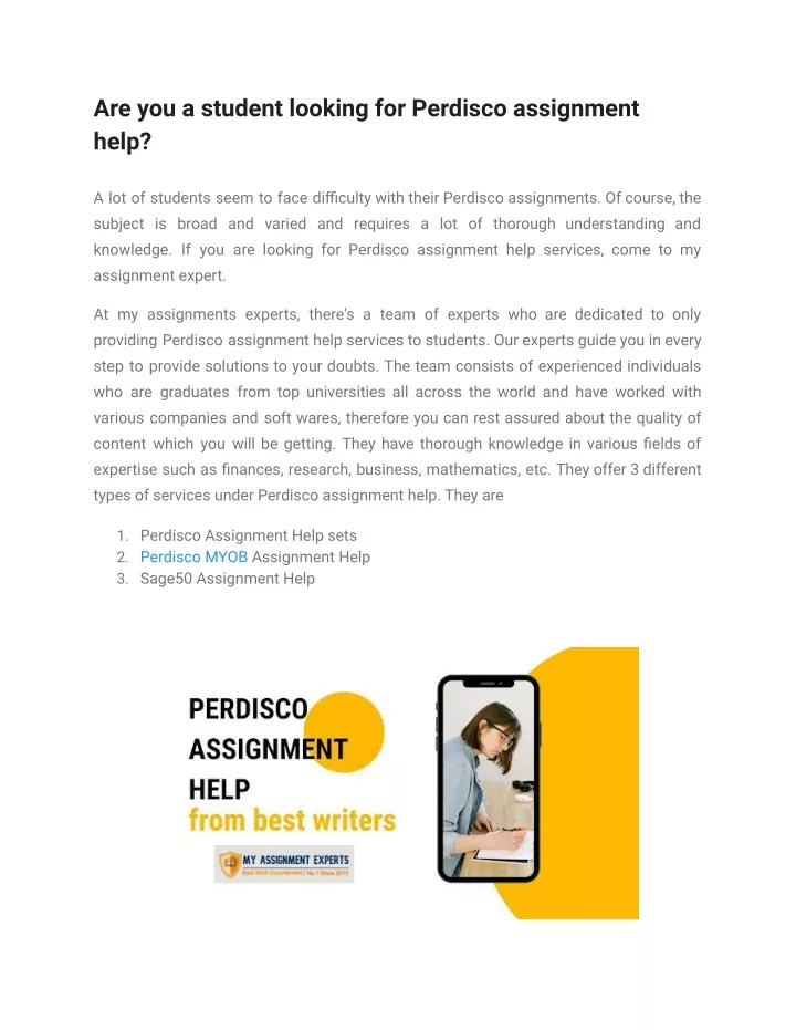 are you a student looking for perdisco assignment