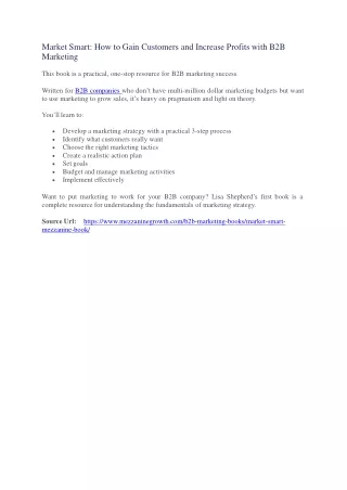 Market Smart: How to Gain Customers and Increase Profits with B2B Marketing