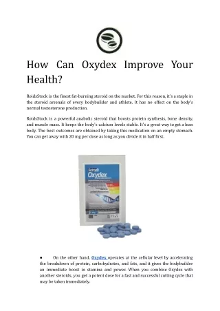 How Can Oxydex Improve Your Health?