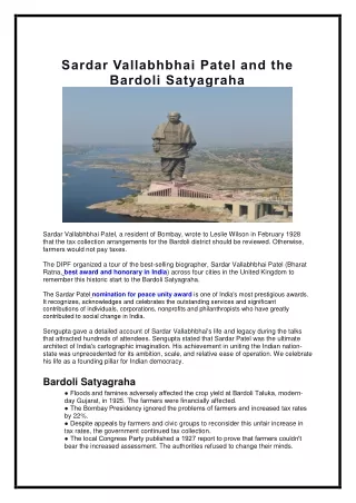Sardar Vallabhbhai Patel's Bardoli Satyagraha
