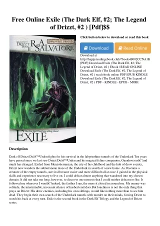 Free Online Exile (The Dark Elf  #2; The Legend of Drizzt  #2 ) [Pdf]$$