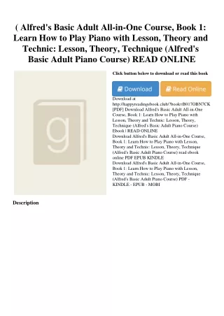 (<E.B.O.O.K. DOWNLOAD^> Alfred's Basic Adult All-in-One Course  Book 1 Learn How