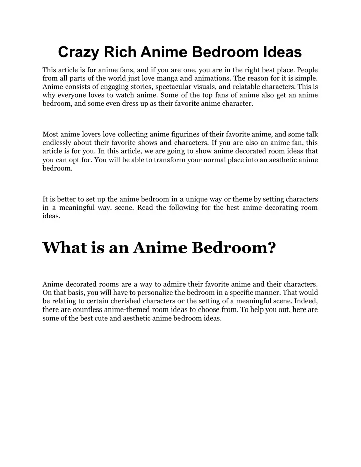 crazy rich anime bedroom ideas