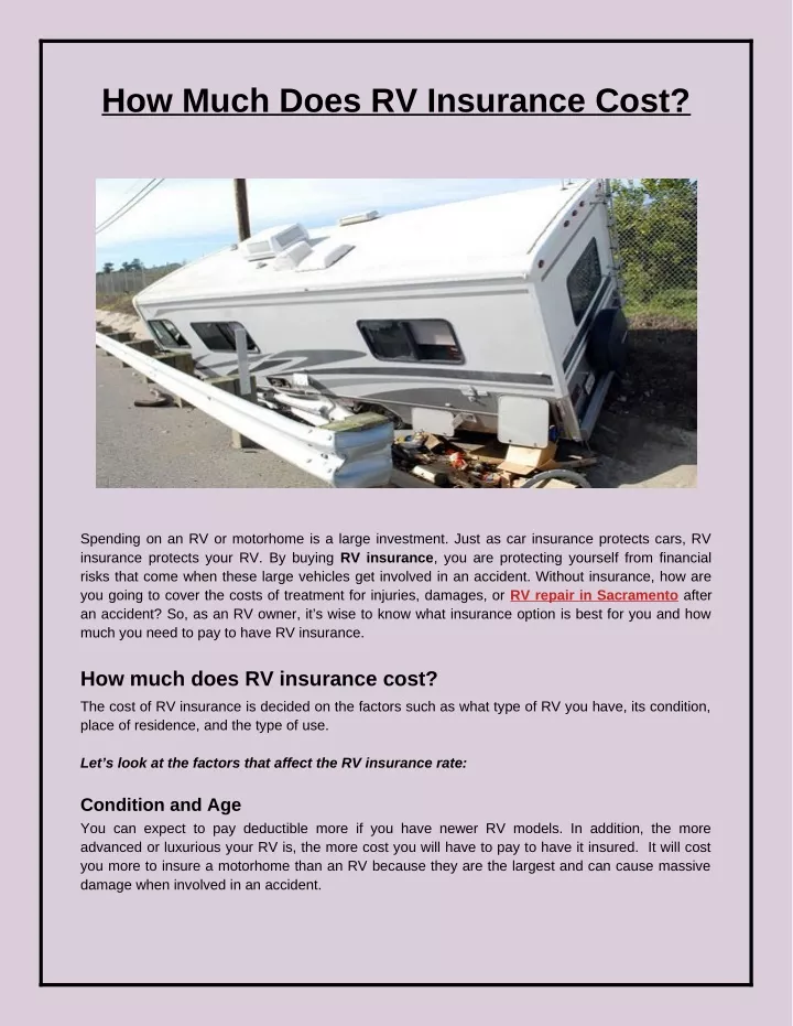 how much does rv insurance cost