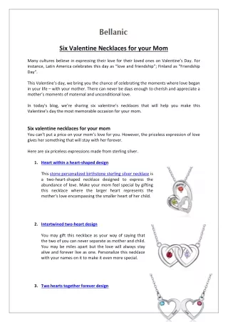 Bellanic - Six Valentine Necklaces for your Mom