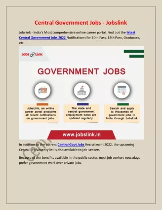 Central Government Jobs