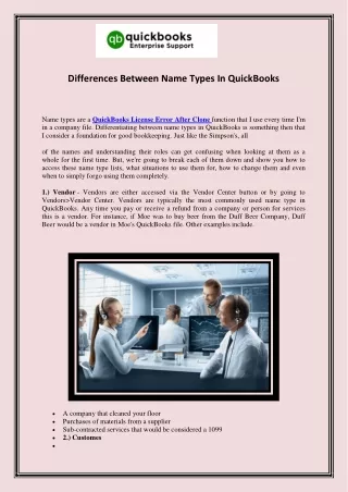 differences between name types in quickbooks