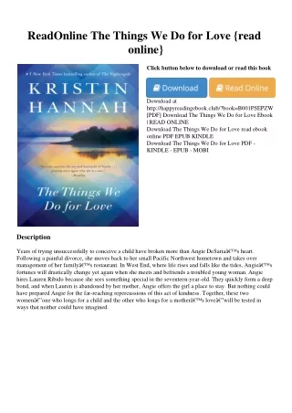 ReadOnline The Things We Do for Love {read online}