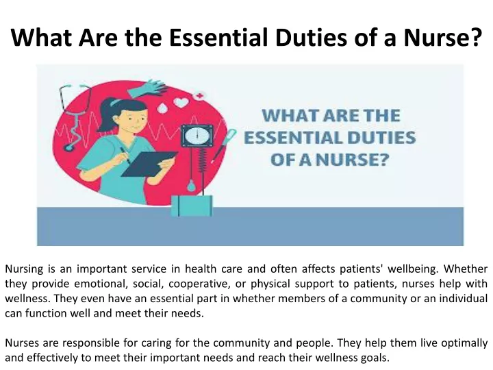 what are the essential duties of a nurse