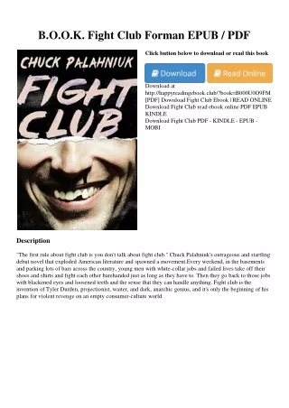 <*READ*> B.O.O.K. Fight Club Forman EPUB / PDF