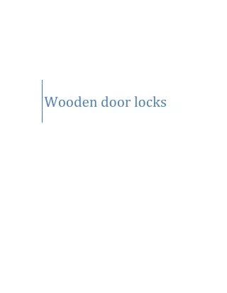 Importance of wooden door locks