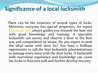 Importance of Locksmith York