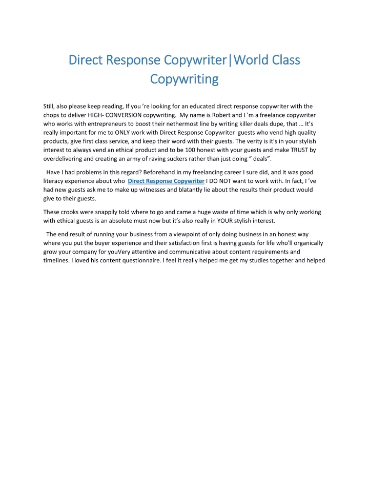 direct response copywriter direct response