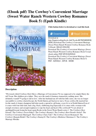 (Ebook pdf) The Cowboy's Convenient Marriage (Sweet Water Ranch Western Cowboy R