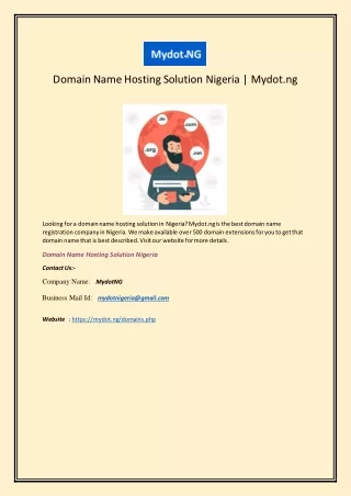 Domain Name Hosting Solution Nigeria | Mydot.ng