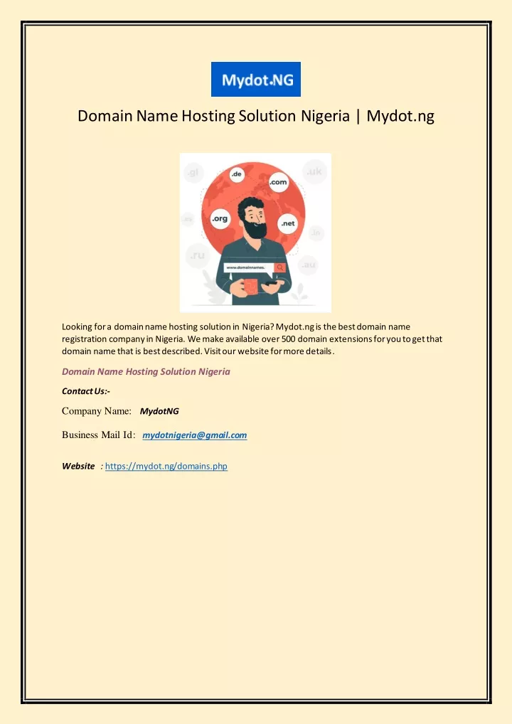 domain name hosting solution nigeria mydot ng