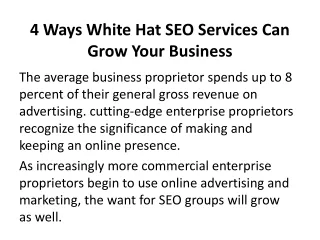 4 Ways White Hat SEO Services Can Grow Your Business