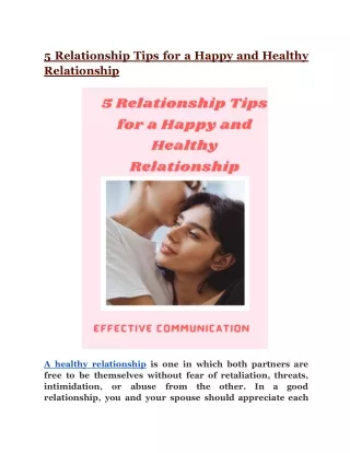 5 Relationship Tips for a Happy and Healthy Relationship Effective Communication