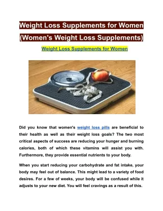 Fast Weight Loss Supplements for Women - Weight Loss Motivation & diet plan!