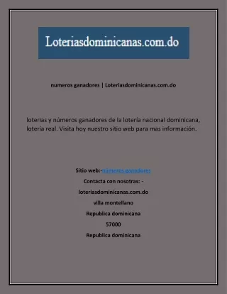 numeros ganadores  Loteriasdominicanas.com.do