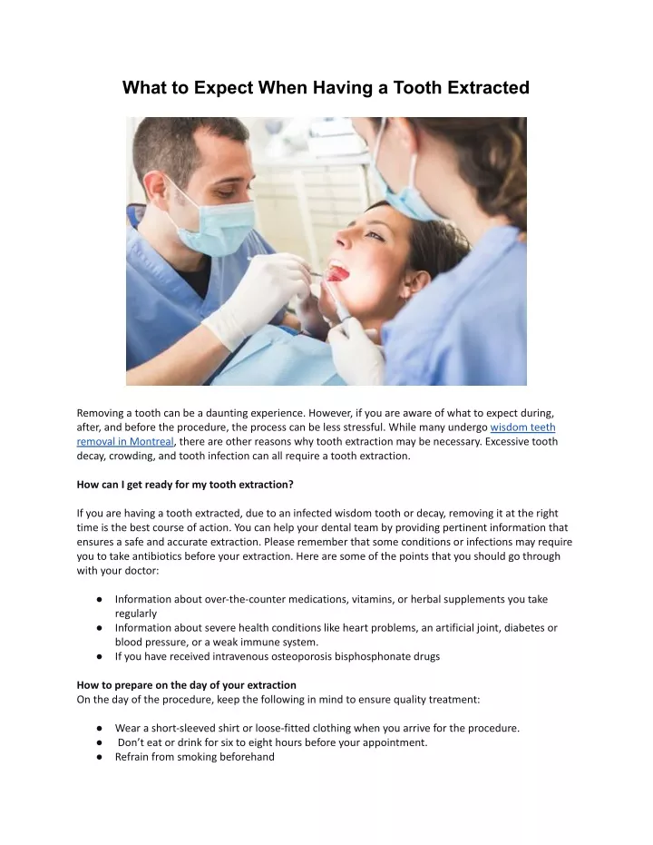 what to expect when having a tooth extracted