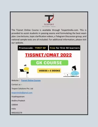 Tissnet Online Courses | Tespertindia.com