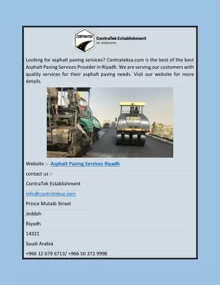 Asphalt Paving Services Riyadh | Contrateksa.com