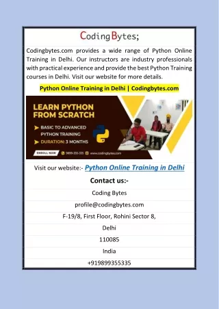 Python Online Training in Delhi | Codingbytes.com