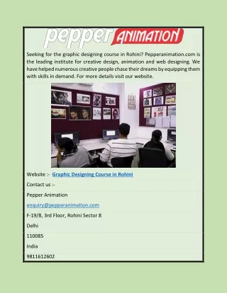 Graphic Designing Course in Rohini | Pepperanimation.com