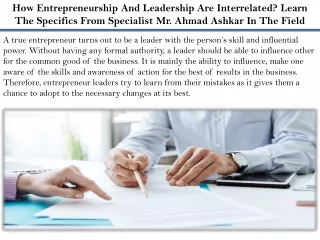 how entrepreneurship and leadership