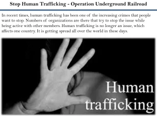 Stop Human Trafficking – Operation Underground Railroad