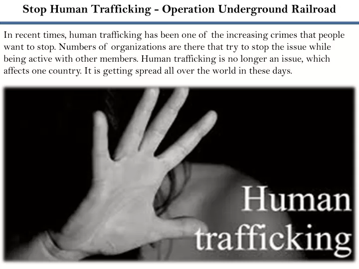 stop human trafficking operation underground
