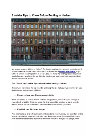 5 insider tips to know before renting in harlem