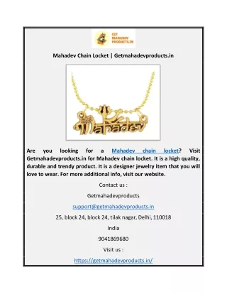Mahadev Chain Locket | Getmahadevproducts.in