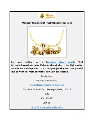 mahadev chain locket getmahadevproducts in