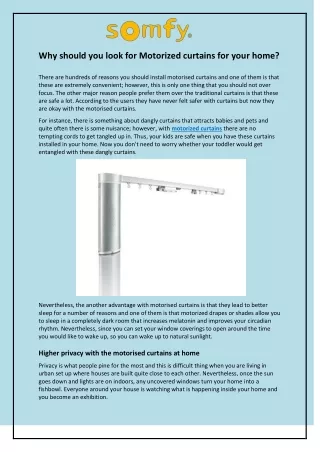why should you look for motorized curtains
