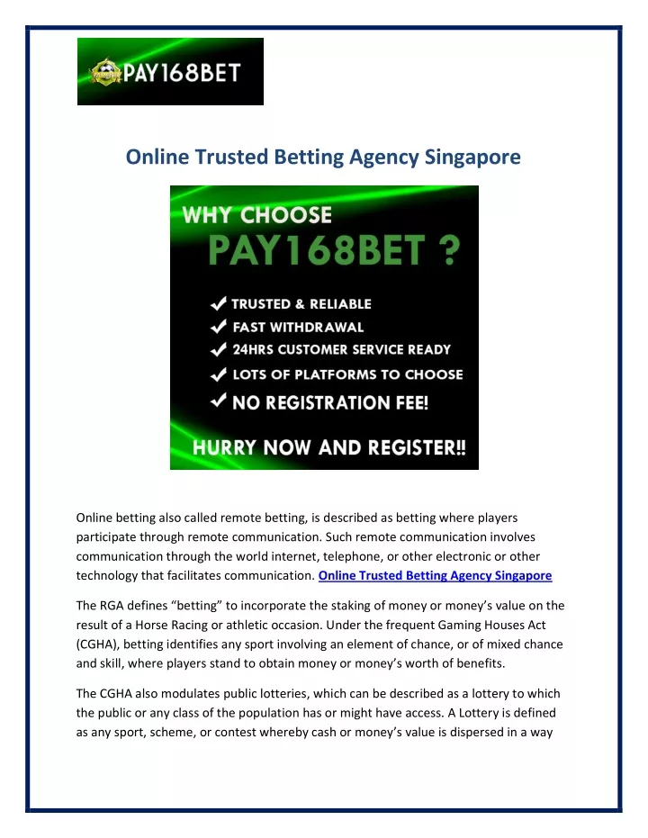 online trusted betting agency singapore