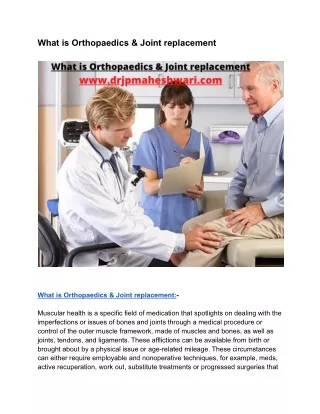 What is Orthopaedics & Joint replacement