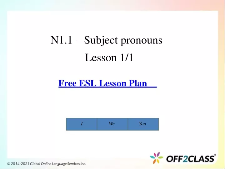 n1 1 subject pronouns lesson 1 1 free esl lesson