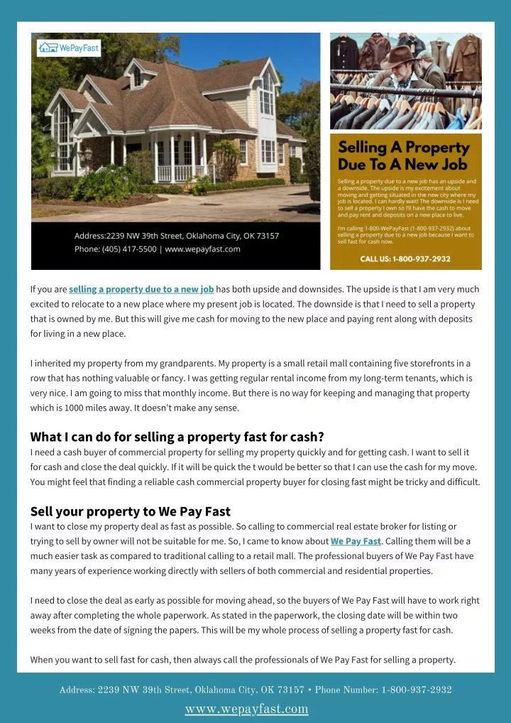 if you are selling a property