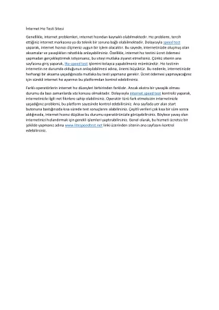 nternet h z testi sitesi