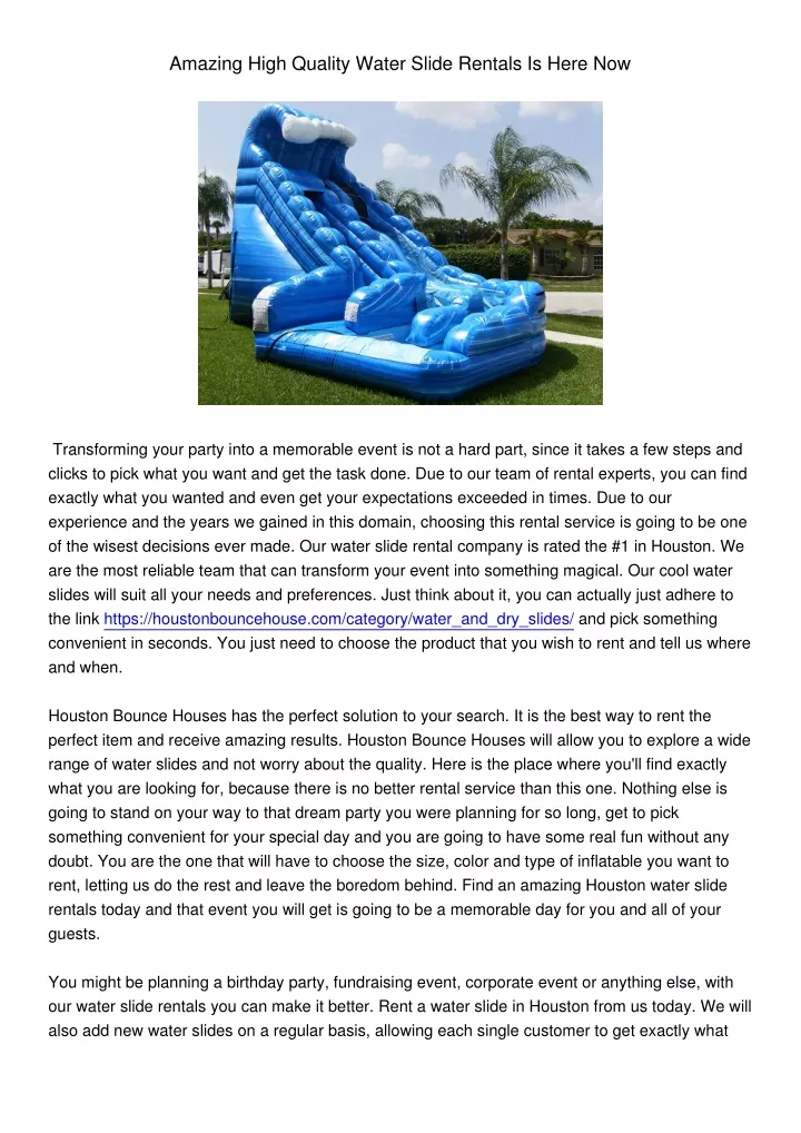 amazing high quality water slide rentals is here