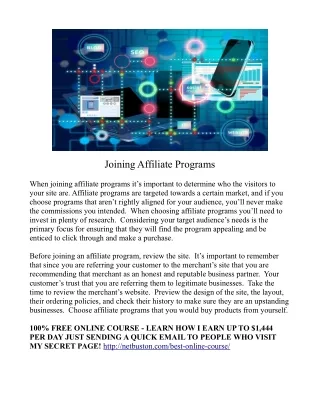 Joining Affiliate Programs